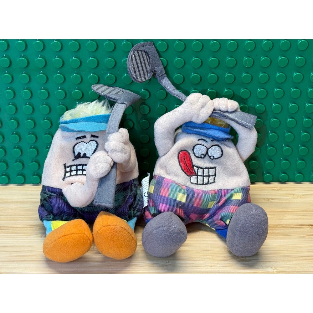 Silly Slammers Golf Plush Lot McDivot #34 Mulligan #35 Vintage 1998 Bean Bag Toy
